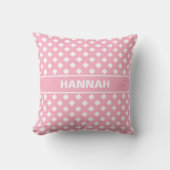Roze & Wit Check Gepersonaliseerde Baby Meisje Kussen (Voorkant)