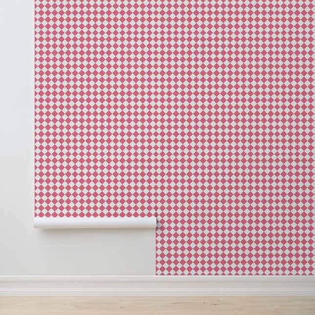 Roze Wit Checker Diamant Patroon Behang (Applicatie)