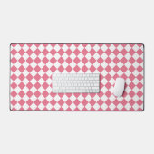 Roze Wit Checker Diamant Patroon Bureaumat (Keyboard & Muis)