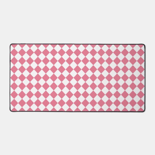 Roze Wit Checker Diamant Patroon Bureaumat (Voorkant)