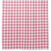 Roze Wit Checker Diamant Patroon Douchegordijn (Voorkant)