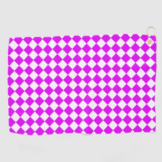 Roze Wit Checker Diamant Patroon Golfhanddoek (Horizontaal)