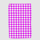 Roze Wit Checker Diamant Patroon Golfhanddoek (Voorkant)