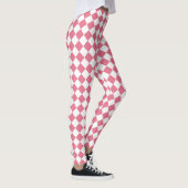 Roze Wit Checker Diamant Patroon Leggings (Rechts)