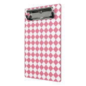 Roze Wit Checker Diamant Patroon Mini Klembord (Angled2)