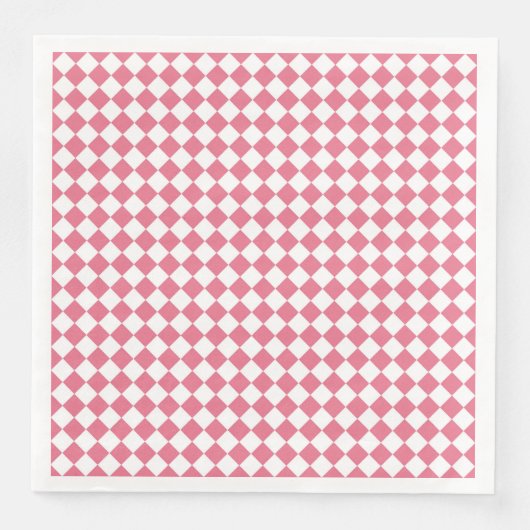 Roze Wit Checker Diamant Patroon Servet (Voorkant)