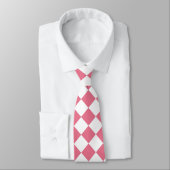 Roze Wit Checker Diamant Patroon Stropdas (Gebonden)