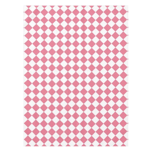 Roze Wit Checker Diamant Patroon Tafelkleed (Voorkant)