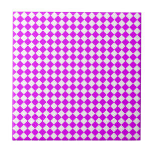 Roze Wit Checker Diamant Patroon Tegeltje