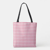 Roze Wit Checker Diamant Patroon Tote Bag (Achterkant)