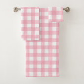 Roze & Wit Checkerboard Badhanddoek Set Bad Handdoek (Insitu)