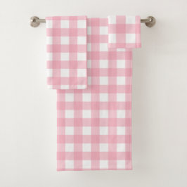 Roze & Wit Checkerboard Badhanddoek Set Bad Handdoek