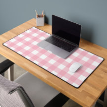 Roze & Wit Checkerboard Patroon Desk Mat