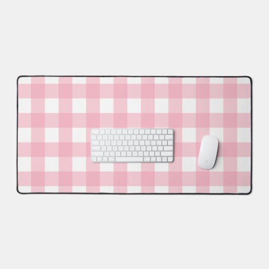 Roze & Wit Checkerboard Patroon Desk Mat (Keyboard & Muis)