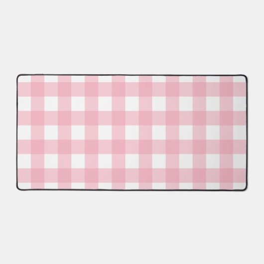 Roze & Wit Checkerboard Patroon Desk Mat (Voorkant)
