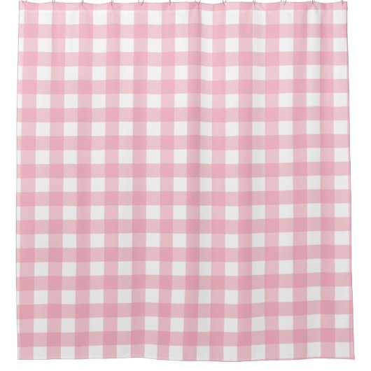 Roze & Wit Checkerboard Patroon Douchegordijn (Voorkant)