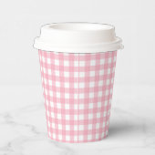 Roze & Wit Checkerboard Patroon Papier Cups Papieren Bekers (Rechts)