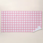 Roze & Wit Checkerboard Patroon Strandlaken (Voorkant)