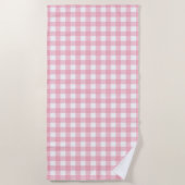 Roze & Wit Checkerboard Patroon Strandlaken (Voorkant)