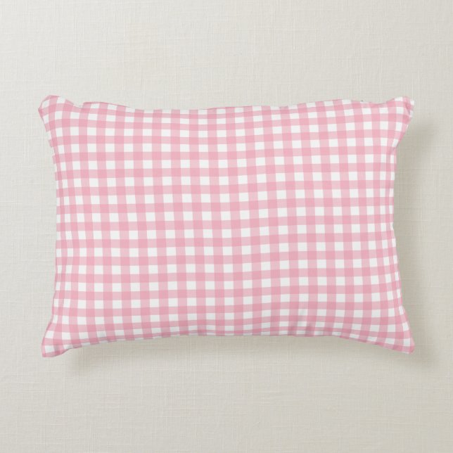 Roze & Wit Checkerboard Trendy Accent Kussen (Voorkant)
