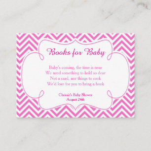 Roze & Wit Chevron Baseball Baby Boek Aanvraag Informatiekaartje