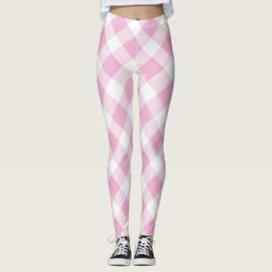 Roze Wit Controleer Patroon Girly Tiener Leggings