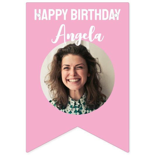 Roze Wit Custom 40ste verjaardag bunting Vlaggetjes (Tweede vlag)