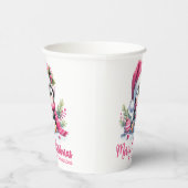 Roze Wit Custom Schattigee Pinguïn Vrolijk Kerstfe Papieren Bekers (Rechts)