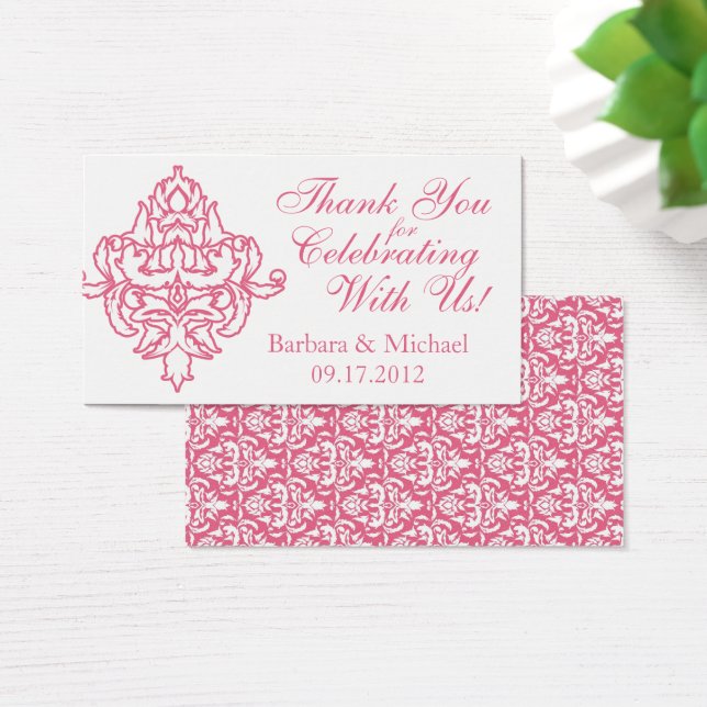 Roze & Wit Damask Trouwgunst Gift Labels Visitekaartjes (Bureau)