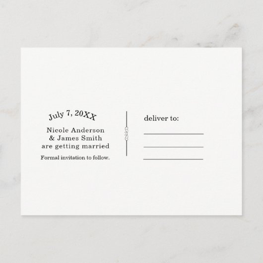 Roze & Wit Damast Chique Bruiloft Save the Date Aankondigingskaart (Achterkant)