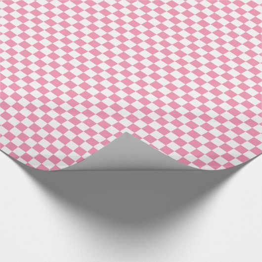 Roze wit dambordpatroon cadeaupapier (Hoek)