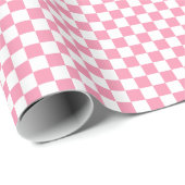 Roze wit dambordpatroon cadeaupapier (Rol Hoek)