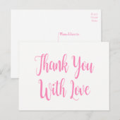 Roze & Wit Dank u Wedding Party Vrijgezellenfeest Briefkaart (Voorkant / Achterkant)