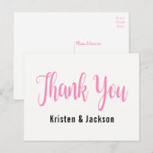 Roze & Wit Dank u Wedding Party Vrijgezellenfeest Briefkaart (Voorkant / Achterkant)