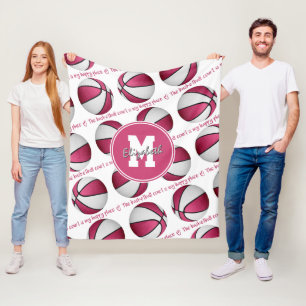 roze wit De basketbal rechtbank is mijn gelukkige  Fleece Deken