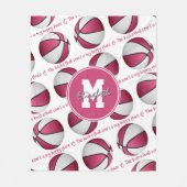 roze wit De basketbal rechtbank is mijn gelukkige Fleece Deken (Voorkant)