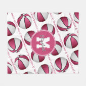 roze wit De basketbal rechtbank is mijn gelukkige Fleece Deken (Voorkant (Horizontaal))