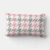 Roze Wit Donkergrijs Houndstooth Naam Monogram Kussen (Achterkant)