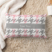 Roze Wit Donkergrijs Houndstooth Naam Monogram Kussen (Deken)