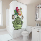 roze, wit douwergordijn douchegordijn (In situ)