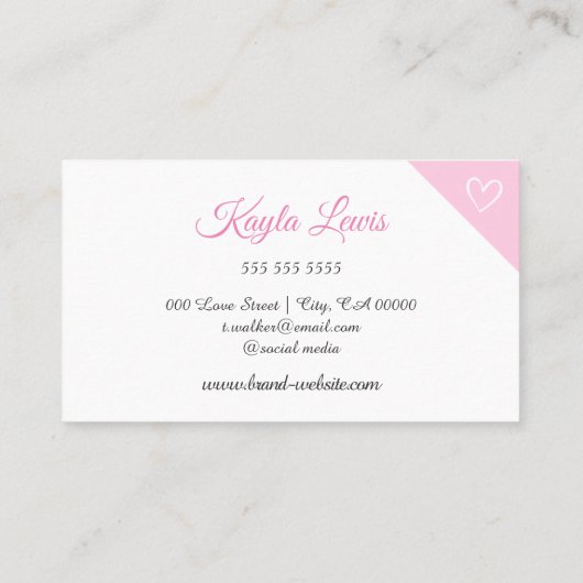 Roze Wit Druppelend Schattige Hart Beauty Cosmetic Visitekaartje (Achterkant)