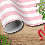 Roze Wit Eenvoudig Horizontaal Gestreept Cadeaupapier<br><div class="desc">Roze en Wit Eenvoudig Horizontaal Gestreept Verpakkingsdocument</div>