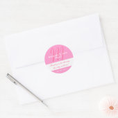 Roze Wit Eenvoudig Initiaal Trouwgunst Dank u Ronde Sticker (Envelop)