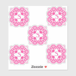 Roze Wit Elegant Monogram 4Sarah Sticker