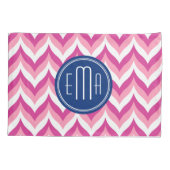 Roze wit en blauw zigzag chevron patroon kussensloop (Achterkant)