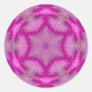 Roze wit en bruin ~ ronde sticker