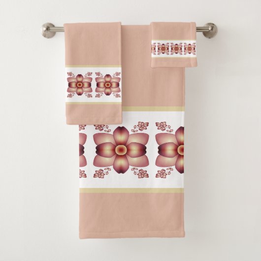 Roze wit en crème bad handdoek (Insitu)