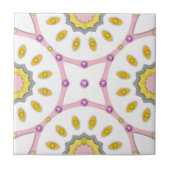 Roze wit en geel Marokkaans patroon met diamanten Tegeltje (Voorkant)
