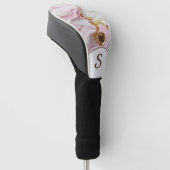 Roze, wit en goud golfheadcover (Schuin)