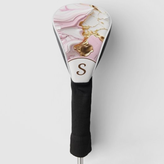 Roze, wit en goud golfheadcover (Voorkant)